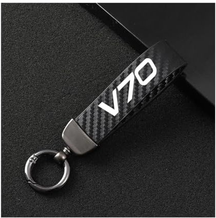 Generisch Auto SchlüSselanhäNger für Volvo V70, Microfiber Leder SchlüSselanhäNger Auto Mit Um 360 ° Drehbarem Anti-Verlust-D-Ring,Black