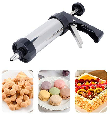 Pressa per biscotti, pressa per pasticceria, in acciaio inox, con 13 stencil, 7 beccucci, accessori da forno fai da te per pasticceria a spruzzo