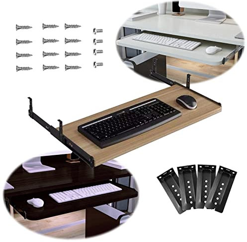 Sliding Keyboard Tray Retrofit Keyboard Tray Large Wooden Keyboard Slider 54/60x27cm Ergonomic Design Relieves Muscle Fatigue Saves Space Improves Work Efficiency Keyboard Tray(Maple,60x27cm)