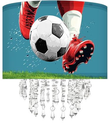 Lampenschirm aus Stoff mit Acrylperlen, Lampenschirm für Pendel-, Tisch-, Wand- und Stehlampen, Sportbar und Kinder, Jungen, Teenager, Schlafzimmer, Dekoration, 30 cm