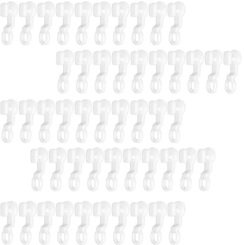 GZSYWZ 50 Pieces Curtain Hooks - White Smooth Glider Hooks Plastic Curtain Track Hooks Curtains Rail Sliding Hooks for Windows Door