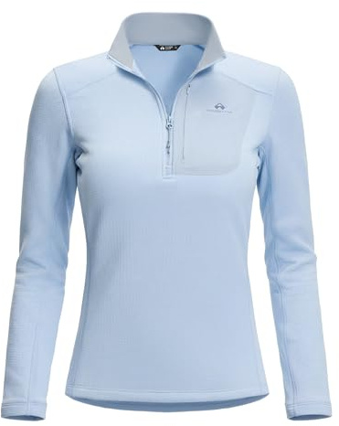 Pioneer Camp Fleecepullover Damen Half-Zip Midlayer mit Stehkragen Warm | Leichte Übergangsjacke Atmungsaktives und Schnelltrocknende Outdoor Fleecejacken Für Skifahren, Wandern Und Klettern