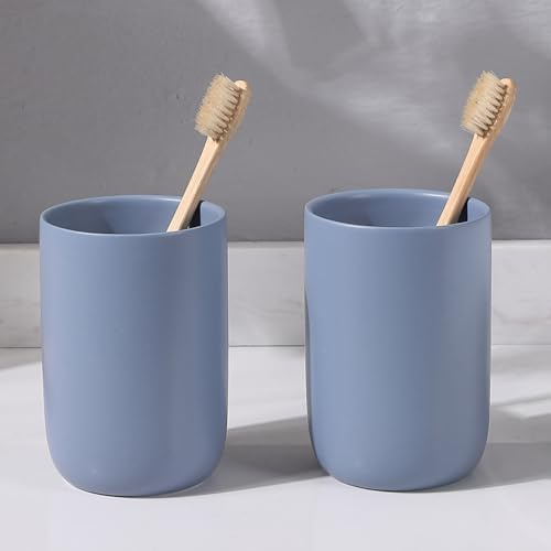 Zahnputzbecher Keramik Set, Zahnbürstenhalter für Elektrische Zahnbürste Zahnbürste und Zahnpasta, Kinder Toothbrush Holder, Zahnbürsten Badezimmer Organizer Blau
