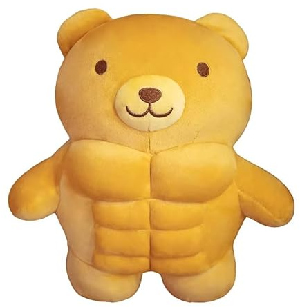 AQCQDQ Muskel Plüschtier Schwein Bär Löwe, Lustiges Kuscheltier mit Starkem Körper, Süßes Kawaii Stofftier, Geschenk für Kinder, Deko Kissen (Bär,30 cm)