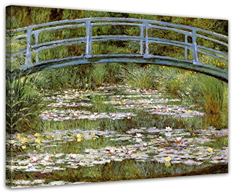 Bilderdepot24 Bild auf Leinwand | Claude Monet - Die japanische Brücke in 80x60 cm als Wandbild | Wand-deko Dekoration Wohnung alte Meister | NEU-180214-80x60-djb