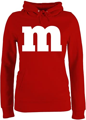Pullover Damen Hoodie Frauen - & Fasching - M Aufdruck Karneval I M&M Schokolinse I MM Fastnacht I Fasnacht I Fasnet - M - Rot - partnerpulli karnevalspullover Faschings m& Hoody Partner Pulli