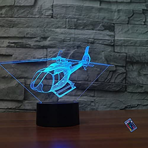 YTDZLTD Kreative 3D Hubschrauber Nacht Licht 16 Farben Andern Sich Fernbedienung USB-Strom Touch Schalter Dekor Lampe Optische Täuschung Lampe LED Lampe Tisch Kinder Brithday Weihnachten Geschenke