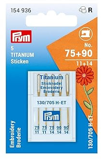 Prym 154936 Nähmaschinennadel GOLD Sticken H-ET 75+90