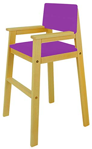 Kinderstuhl Hochstuhl Massivholz Buche Farbe NUSS/Lila Treppenhochstuhl Buche für Esstisch, Kinderhochstuhl für Kinder, stabil & pflegeleicht viele Farben möglich