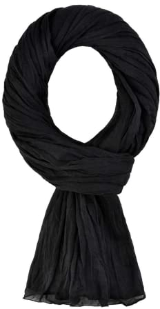 Allée du foulard,100% Baumwolle Seidenschal Damen,200x100 cm,Schals & Tücher für Damen, Kopftuch, Hijab, Halstuch Damen, Schal, Loop Schal Damen, Stola Damen Festlich,für alle Jahreszeiten (Schwarz)
