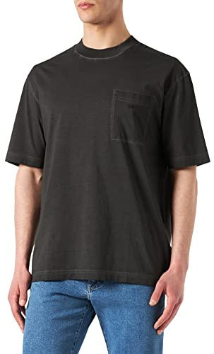 BOSS Herren Tokkspocket Stückgefärbtes T-Shirt aus Baumwoll-Jersey mit Logo auf der Brusttasche Schwarz XXL