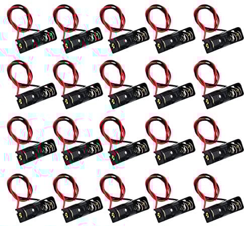 AEDIKO 20pcs A23 Battery Holder 23A Battery Holder with Wire 12V Battery Holder Spring Clip Case Black Plastic Housing
