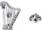 Silber glänzende Harfe Musikinstrument Brosche Schmuck Exquisite Herren- und Damennadel Einwort-Nadelkragennadel personalisiertes Corsage-Geschenk