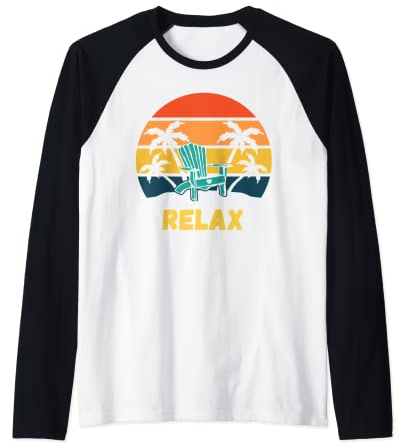 Sommer Sonnenliege Relax Retro Sonnenuntergang für Urlaubsreisende Raglan