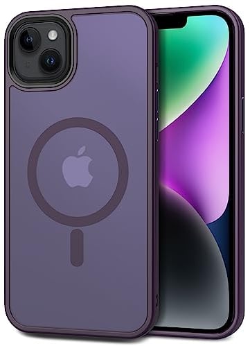 CACOE for iPhone 13/14 Case with Camera Protection, Compatible with MagSafe, Shockproof Scratch-Resistant Magnetic Back Phone Cover for iPhone 13/14 Case Dark Purple