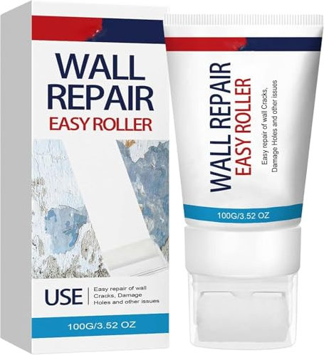Rollfixt Wall Repair Easy Roller, 2-In-1Wall Roller Brush Refinish Paint, Wall Repair Rolling Brush with Scraper, for Repairing The Wall with Latex Paint, 200g(1PCS)