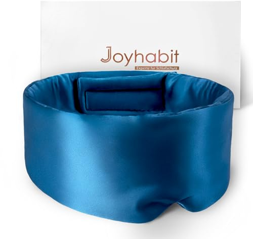 Joyhabit Seiden Schlafmaske für Herren und Frauen, Extra Groß und Verstellbare Augenmaske im Wolkenkurvendesign, für Pausen und den Nachtschlaf, Königsblau