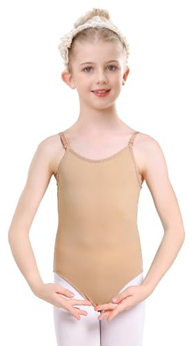 Kefiyis Turnanzug Mädchen Ballett Trikot Damen Nude Ballettanzug Tanzbody Nahtlose Unterwäsche für Ballettkleidung Tanzkleidung mit Verstellbaren Trägern M