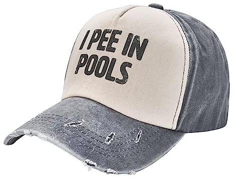 FJQWKLF I Pee in Pool Lustiger Schwimm-Cowboyhut, Vintage, Gewaschene Baseballkappe, Damen, Sonnenhut, Herren, Papahut, Trucker-Mütze, Dunkelrot