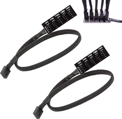 PWM Fan Hub, Hub for 4-pin PWM Fans, 2 Piezas Ventilador de PC Manguito Divisor de 5 vías Cable de concentrador, CPU/Estuche para computadora Adaptador de Cable de Conector de Divisor