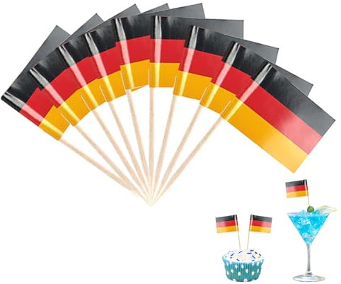 Flagge Zahnstocher,Länderdeko Abend Flaggen,Cocktail-Stäbchen,Cupcake Topper,Cocktailspieße,Obstspieße,Bunte Kraftpapier,Verschiedene Lebensmittel Toothpick Flags für Party,Fest (Deutschland)