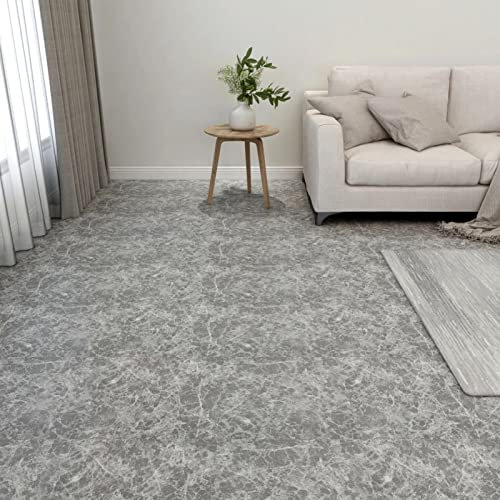 Homgoday Tarimas de Suelo autoadhesiva 20 uds PVC Gris Cemento 1,86 m² Revestimiento de Suelo de Vinilo Autoadhesivo con Efecto Madera,Resistentes al Desgaste y al Agua,para salón,cocinaGris y Blanco