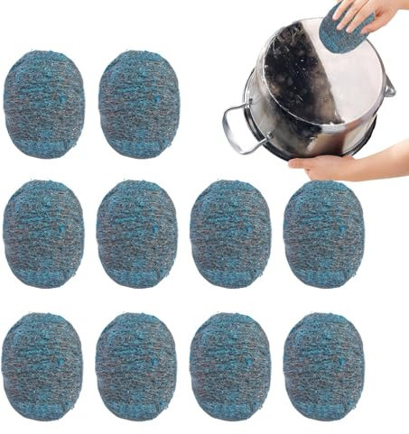 10 Stück Seifenpads aus Stahlwolle, Scheuerpads aus Stahlwolle, Geschirrreiniger, für Grillrost, Töpfe, Pfannen
