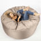 LIVEDECO - Pouf Géant Rond XXL Extérieur en Tissu Résistant Outdoor Taupe, Déhoussable, pour Jardin, terrasse - Titan