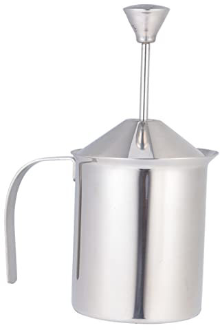 Ipetboom Espumador de Leche Manual Inoxidable con Filtro de Doble Capa Batidor de Leche para Café para Casa y Cafeterías