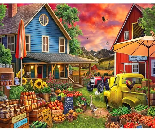 White Mountain 1000 Piece Puzzle Summer Vintage Jigsaw Puzzles for Family and Adults - Honey Farm