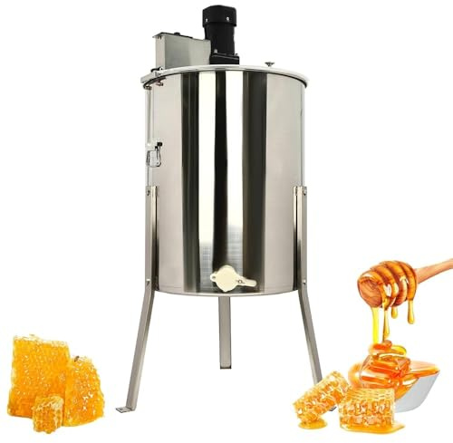Electric Honey Extractor, 4/8 Frame Stainless Steel Honey Spinner, 140W Beekeeping Equipment, Honeycomb Drum Centrifuge with Lid for Efficient Honey Extraction