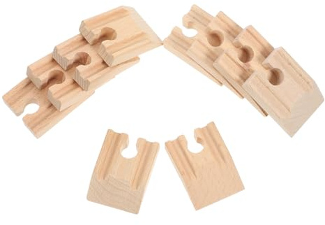 Holzeisenbahn Schienen Zubehör 10 Stück für Spielzeug Eisenbahn | Beige Holz, Konkaves Gleisdesign, für Szenenbau und Erweiterung, Passend für Viele Marken