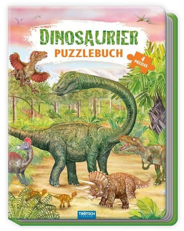 TRÖTSCH - Pappenbuch Puzzlebuch Dinosaurier| Ab 3 Jahren: Beschäftigungsbuch Entdeckerbuch Puzzlebuch (Dinosaurierwelt: Alles rund um die Dinos)