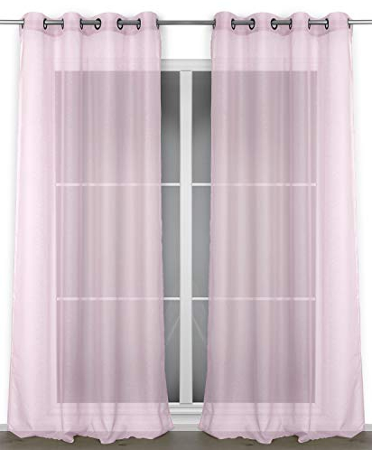 BEAUTEX Vorhang mit Ösen 140x240 cm (Farbe Wählbar) transparente Gardine, Dolly (Rose)