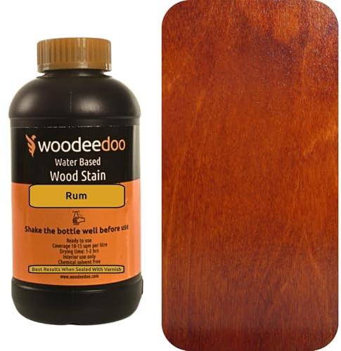 WooDeeDoo Water Based Wood Stain | Wood Dye | Ready to Use | Environmentally Friendly | Solvent Free | Odour Free | 1 L | Rum