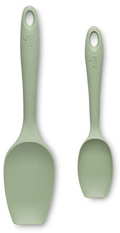 Zeal JSET1G Non-Stick Silicone Large & Small Spatula Spoon-Sage Green