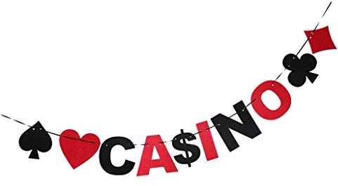 Inzopo Filz-Casino-Poker-Karte passend für US-Dollar Zeichen Wimpelkette Banner Girlande Club Pub Dekoration