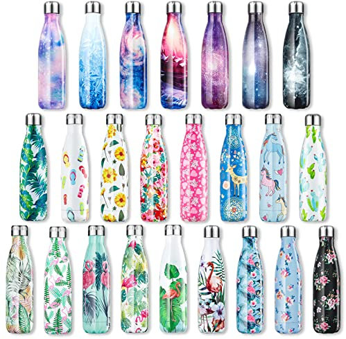 lalafancy Bouteille d'eau en Acier Inoxydable sans BPA Réutilisable Thermos Double Paroi Isolée Sous Vide Gourde Isothermes - Froid 24h ou Chaud 12h - 350ml/500ml/750ml
