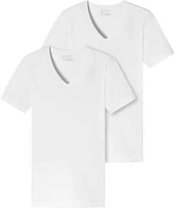 Schiesser Herren 2 Pack Unterhemd V-ausschnitt Mit Arm - 95/5 Organic Unterwäsche, Weiss_173982, 3XL EU