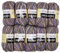 10 x 50g Strickwolle YarnArt Jeans Crazy mit 55% Baumwolle, 500 Gramm Wolle mit Farbverlauf mehrfarbig (flieder grün beige weiß 7207)