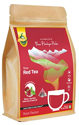 Pride of Himalaya Hibiscus Rose Herbal Tea | 40 Teabags | Blend of Hibiscus, Rose Petals, Lemongrass & Stevia Leaf | Caffeine-Free | Refreshing Floral Infusion