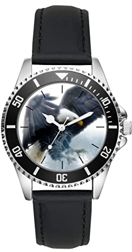 KIESENBERG Herrenuhr Seeadler Weisskopfadler Fan Armbanduhr Geschenk Analog Quartz Lederarmband Uhr L-21209