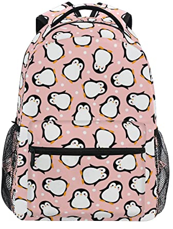 XVBCDFG Kinderrucksack, Schultasche, Pinguin-Rosa, großes Fassungsvermögen, Studenten-Büchertasche, Rucksack, Rucksack für Jungen, Mädchen, Erwachsene, Teenager