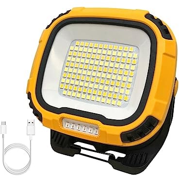 Trongle 40W LED Rechargeable Work Light, 4200LM COB Floodlight Super Bright with Magnetic Holder, USB Battery Security Light Portable Light Outdoor Waterproof for Garage Fishing Hiking BBQ - Yellow