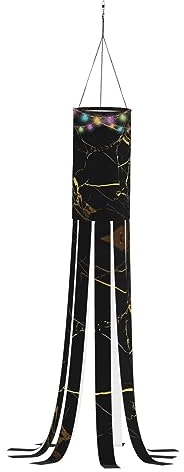 Halloween-Windsack, Gartendekoration, hängende Flagge, Ballon-Dekorationen, leicht, Weihnachtsferien mit hellem schwarzem und goldenem Hintergrund