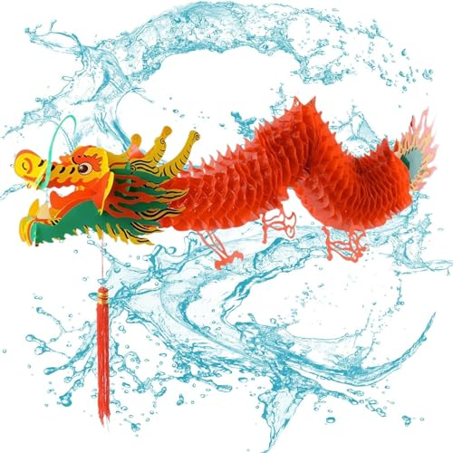 Bexdug Guirlande de Dragon en Papier - Lanterne du Nouvel an Lunaire 2024 | Guirlande Lunaire créative Rouge Porte-Bonheur avec Dragon Vif du Nouvel an Chinois, Ornements de fête du Nouvel an