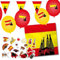 Deko-Set * SPANIEN * für Länderparty, Mottoparty und Event | 80 Teile mit Servietten + Konfetti + Wimpelkette + Luftballons | Party Deko Partydeko Fahne Flaggen (Spanien)