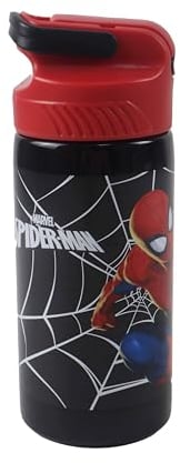 OM SUPPLIES Spiderman Web Characters Reusable Aluminium Sipper Water Bottle Drink Bottle with built-in handle for Easy Carry School Lunch Kids Childrens 500ml (Spiderman 1)