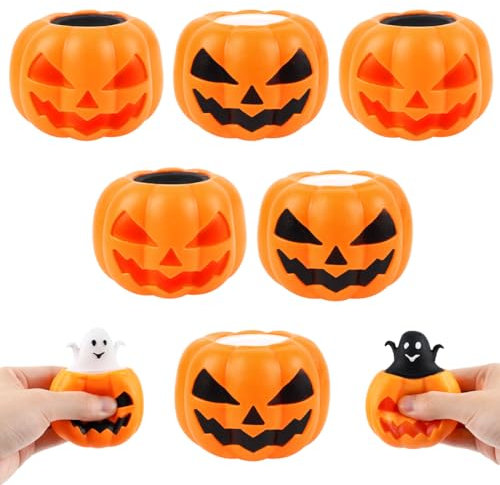 Cadimus 6 Stück Kürbis Squeeze Spielzeug,Halloween Kürbis Geist Spielzeug,Halloween Aanti Stress Spielzeug,kürbis Squeeze Toy,Halloween Kürbis Spielzeug Geschenke für Erwachsene und Kinder