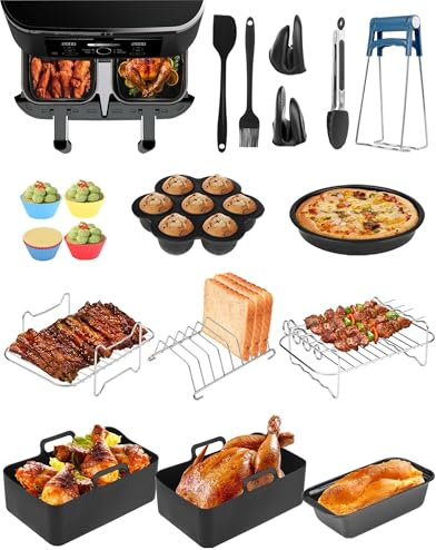 20 piezas freidora de aire caliente accesorios Airfryer Accesorios para Ninja Foodi AF300EU AF400EU, accesorios para freidora de aire para AF400 Dual Zone Innsky Princess Emerio 7,6L-9,5L Air Fryer
